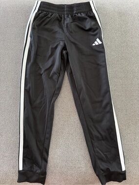 adidas Black Joggers with White Side Stripes Boys Size M (10/12)